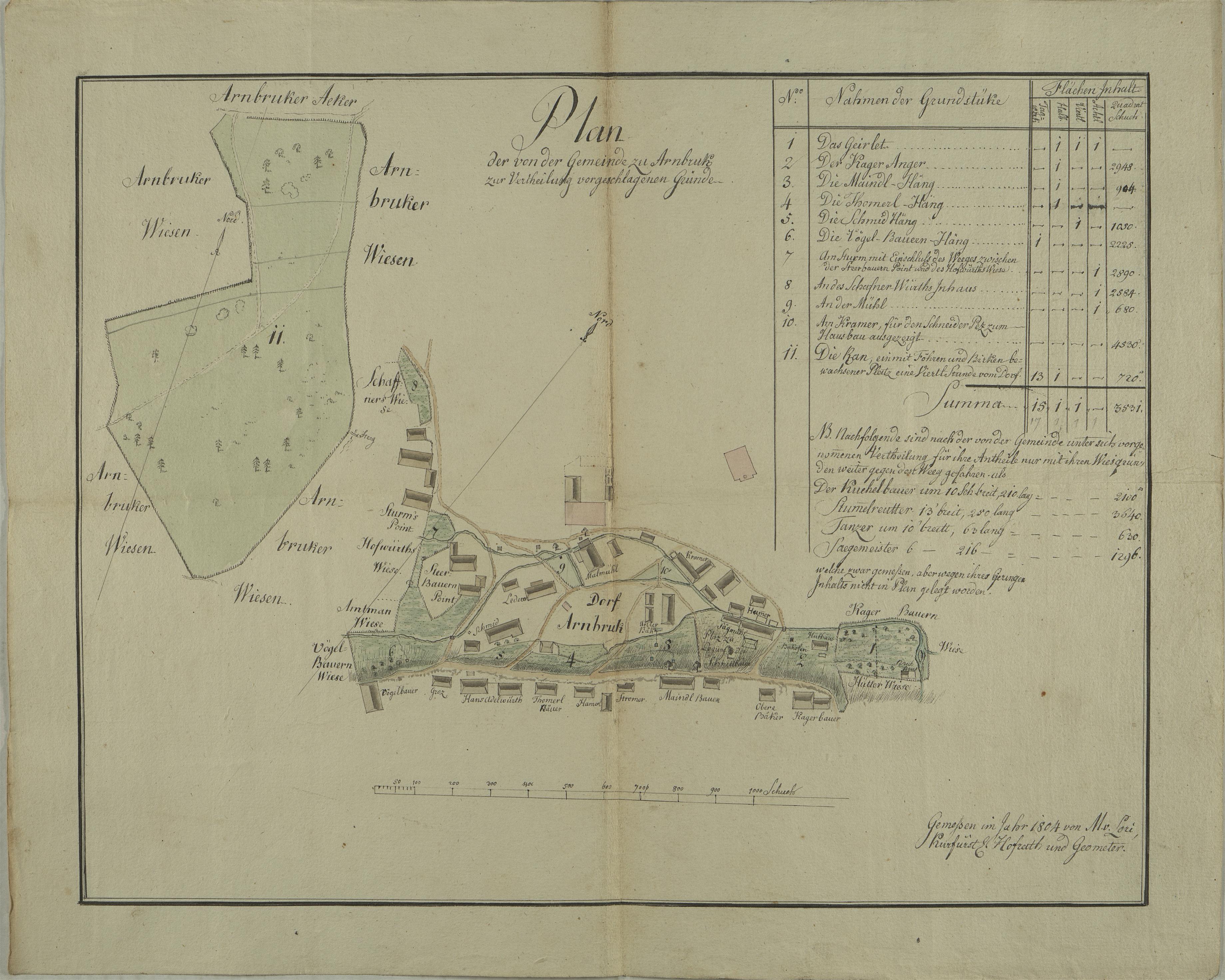 Das Dorf Anrbruck im Jahre 1804